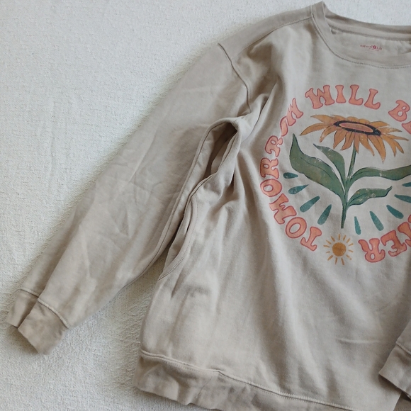 natural life ♡ tomorrow will be better pocket crew sweatshirt boho flower - Picture 2 of 6